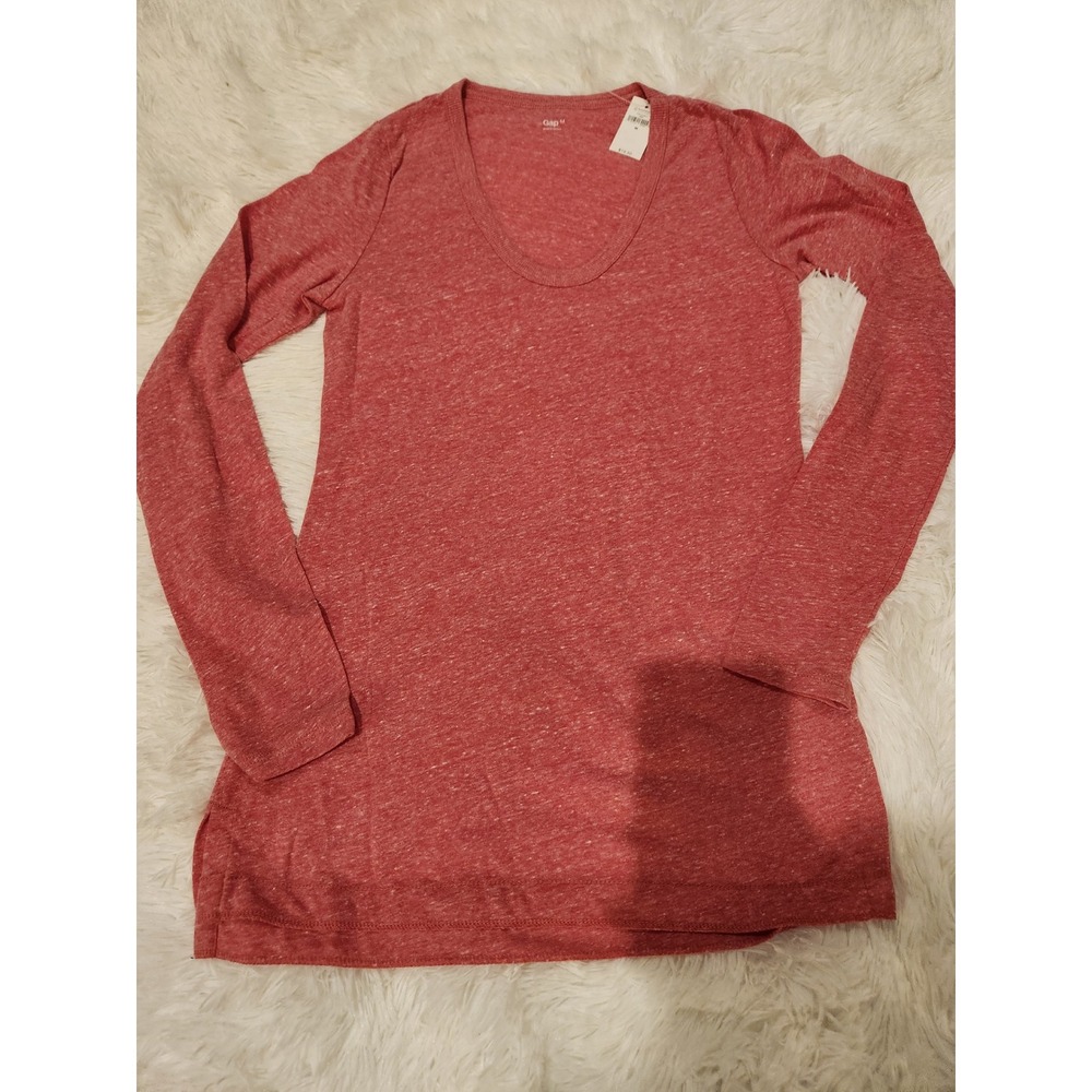 Gap Womens Red Heathered Scoop Neck Long Sleeve T-Shirt Size M NWT 772112-04-1